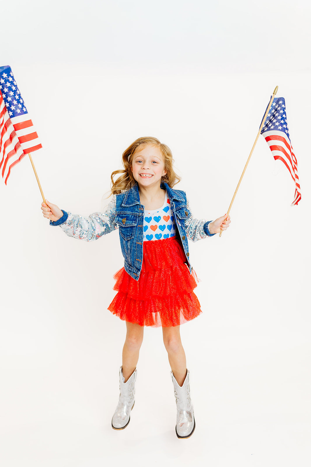 Red, White & Blue Heart Tulle Dress