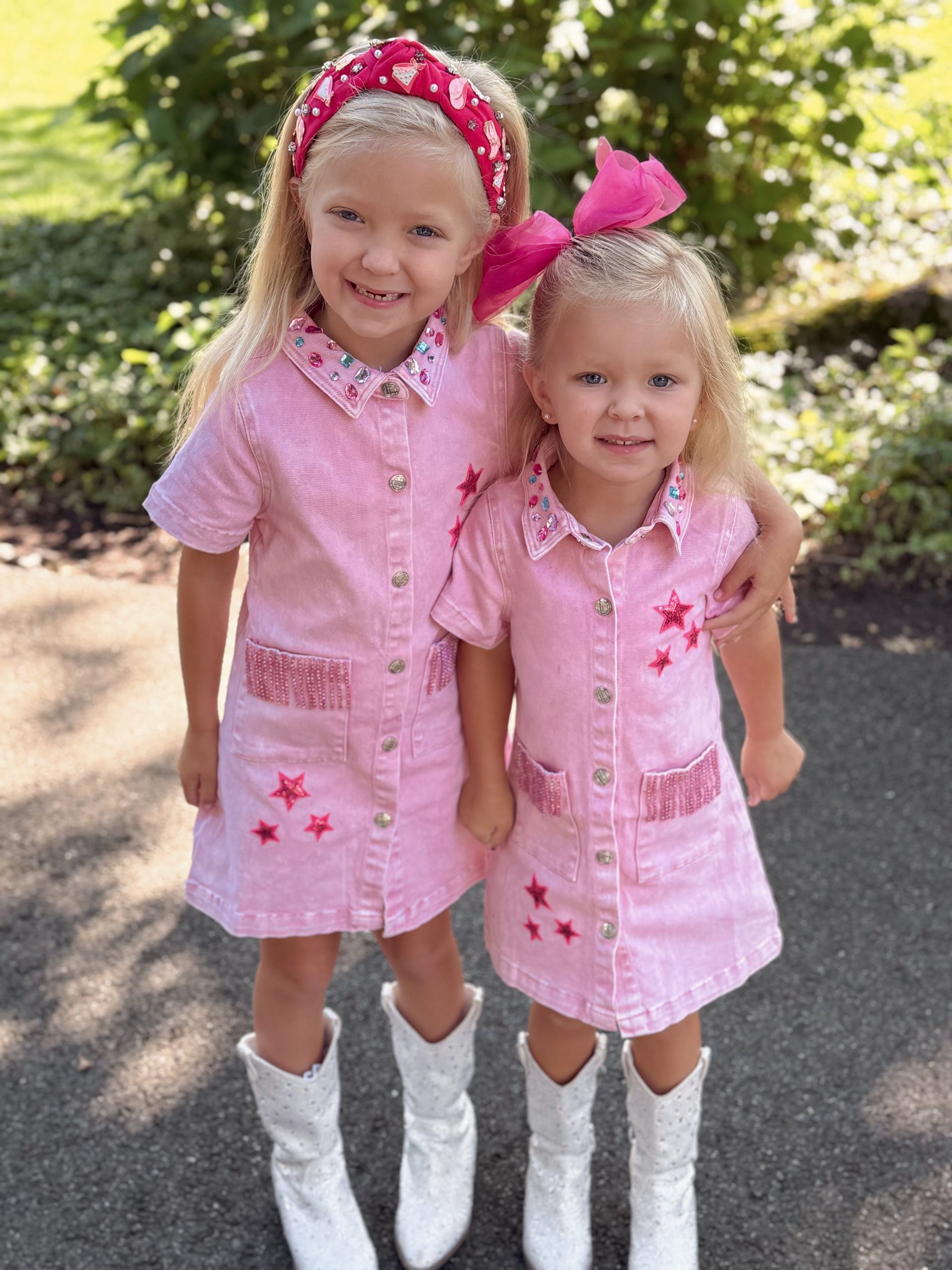 Pink Fringe Denim Dress
